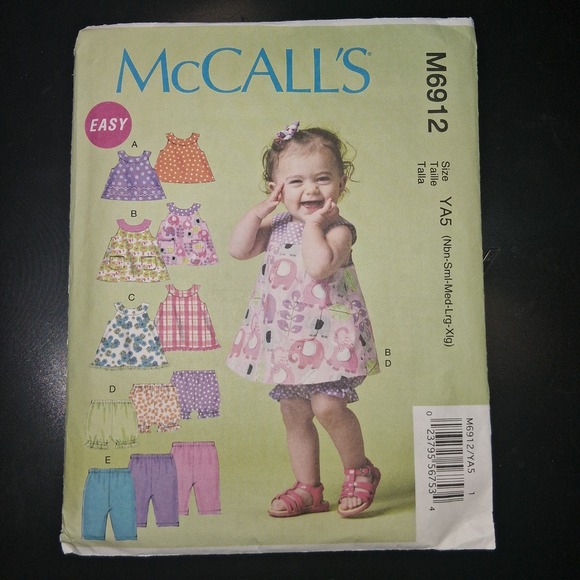 McCall's M6912 Sewing Pattern Infants Top Dress Bloomers Pants Size NB to 12mos - Picture 1 of 2